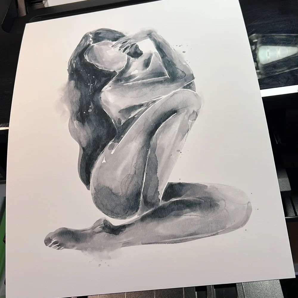 Watercolor Abstract Nude Woman Portrait Print Poster Unframed - Picture 13 of 17